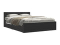 Black bed frame and headboard without mattress, 135x190 cm, IDGV03314