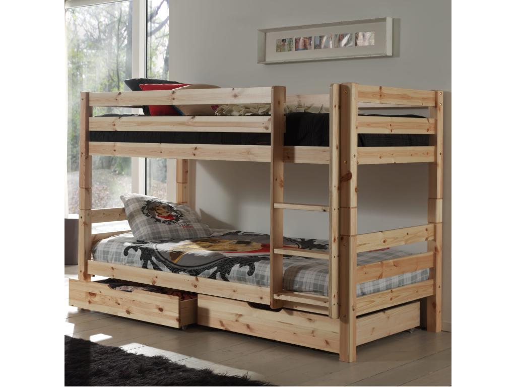 Children's bunk bed in natural solid wood 90x200 cm - LT2041 SWTT26685