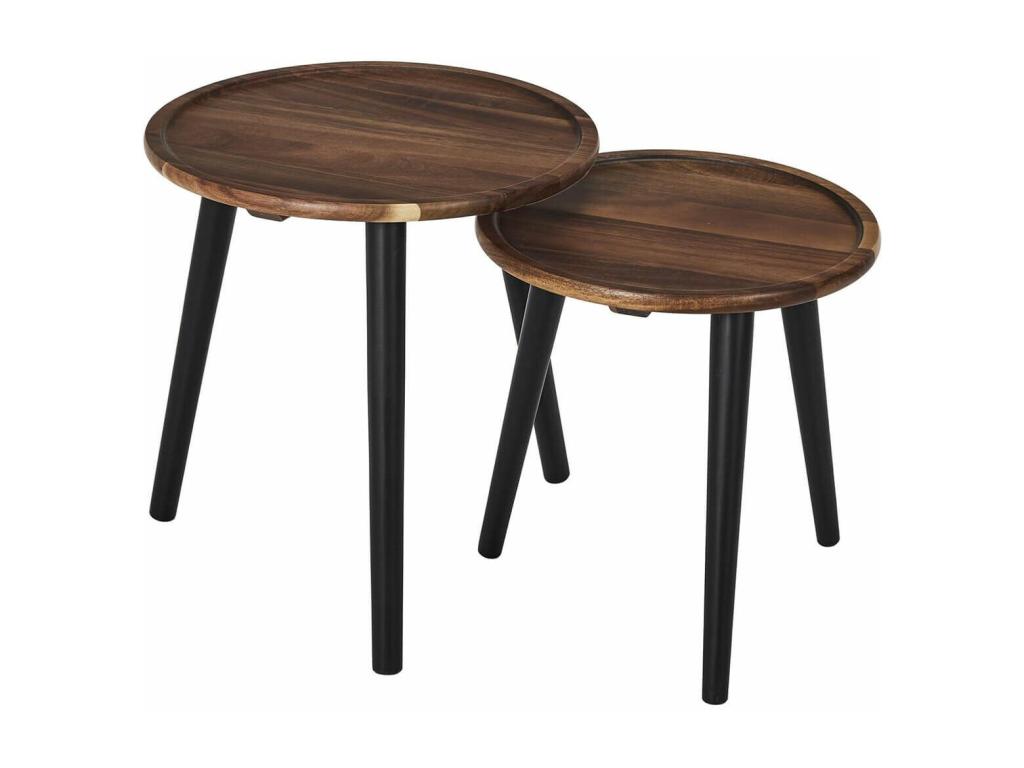 Lumenao - Set of 2 round nesting coffee tables in walnut-stained Lumenao KXBE45920