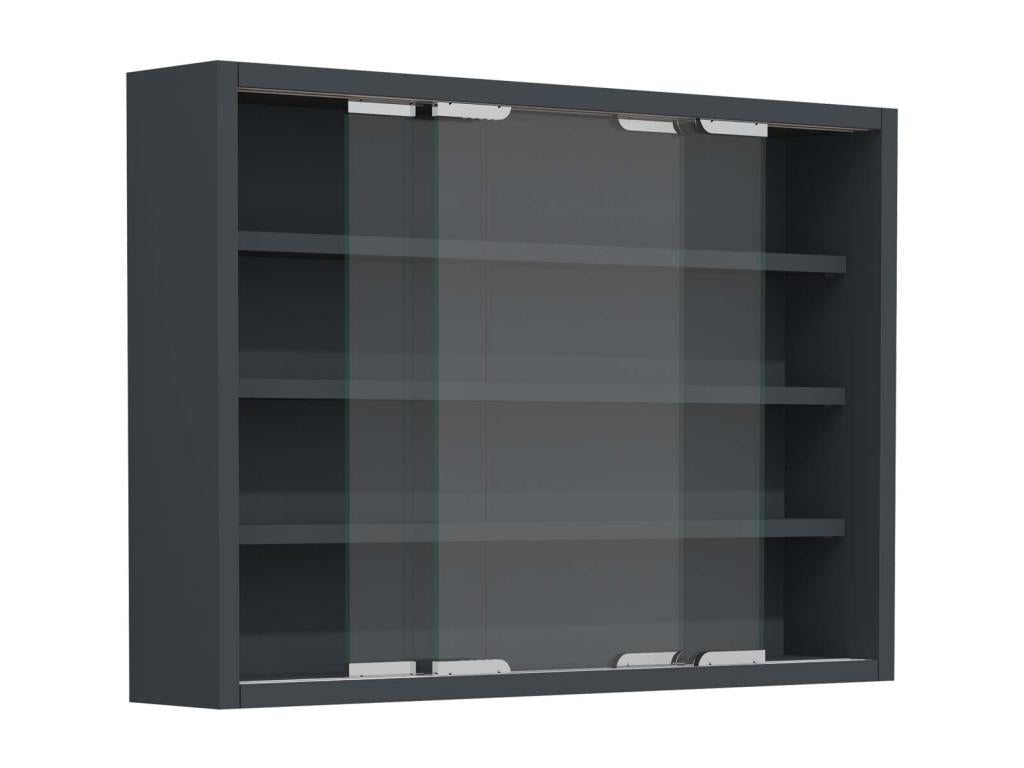 Lumenao wood and glass wall-mounted display case, decorative collector's display case, Lumenao Anthracite LRBY65594