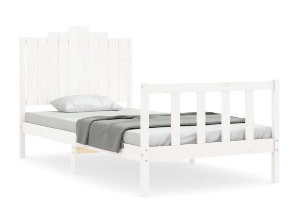 White bed frame and headboard 100x200 cm solid wood RUSB73388