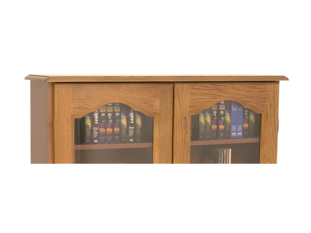 Oak Display Cabinet with 2 Glass Doors, 5 Shelves, and 6 Niches, W 92.4 cm, H 105.8 cm, D 21.5 cm, XMCY64214