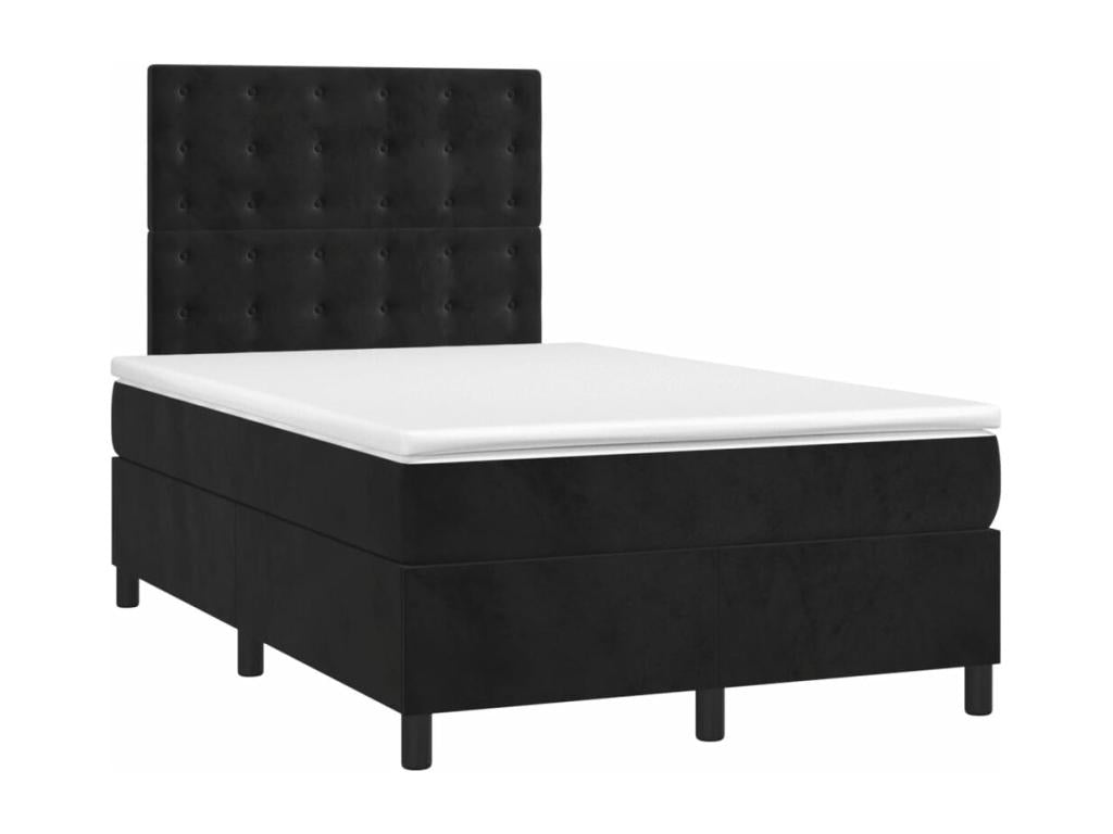 Upholstered bed base with mattress and LED lighting, black, 120x200 cm, velvet, GRGV24383