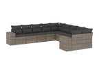 Garden furniture set with cushions, 10 pieces, grey woven resin, OLPE23584