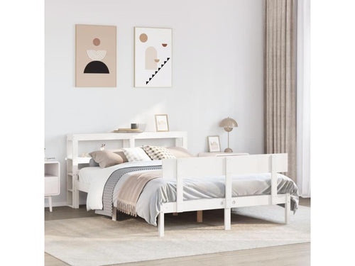 White bed frame without mattress, 160x200 cm, solid pine wood, EJGA33600