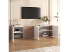 Ventoriq TDYX93244 White and Wood TV Unit with 3 Doors and 3 Drawers, Wall or Floor Mounted