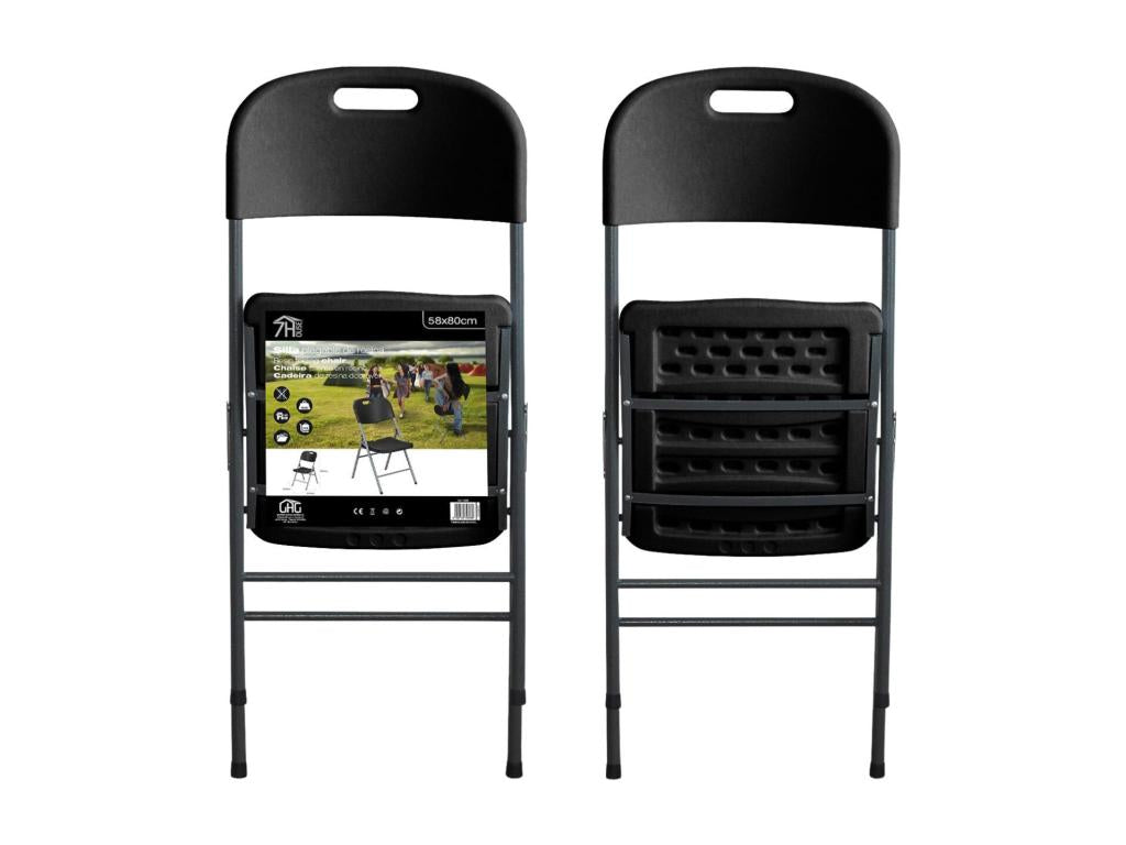 Pack of 8 Folding Chairs with Handles 47x58x87cm Black Lumenao WZUN75238
