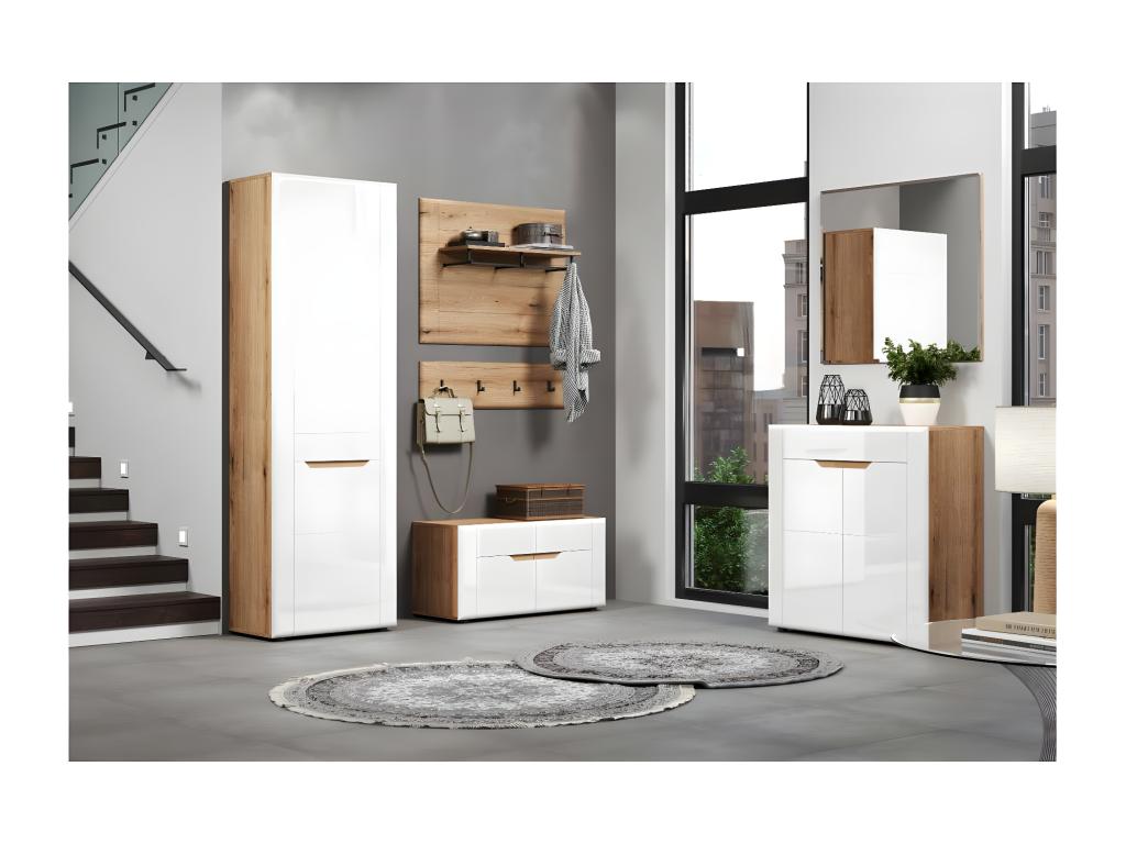 Lumenao glossy white oak-effect bench. MSHE37318