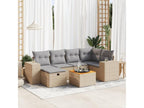 Garden furniture set with cushions, 7 pieces, beige woven resin, MBSL23613