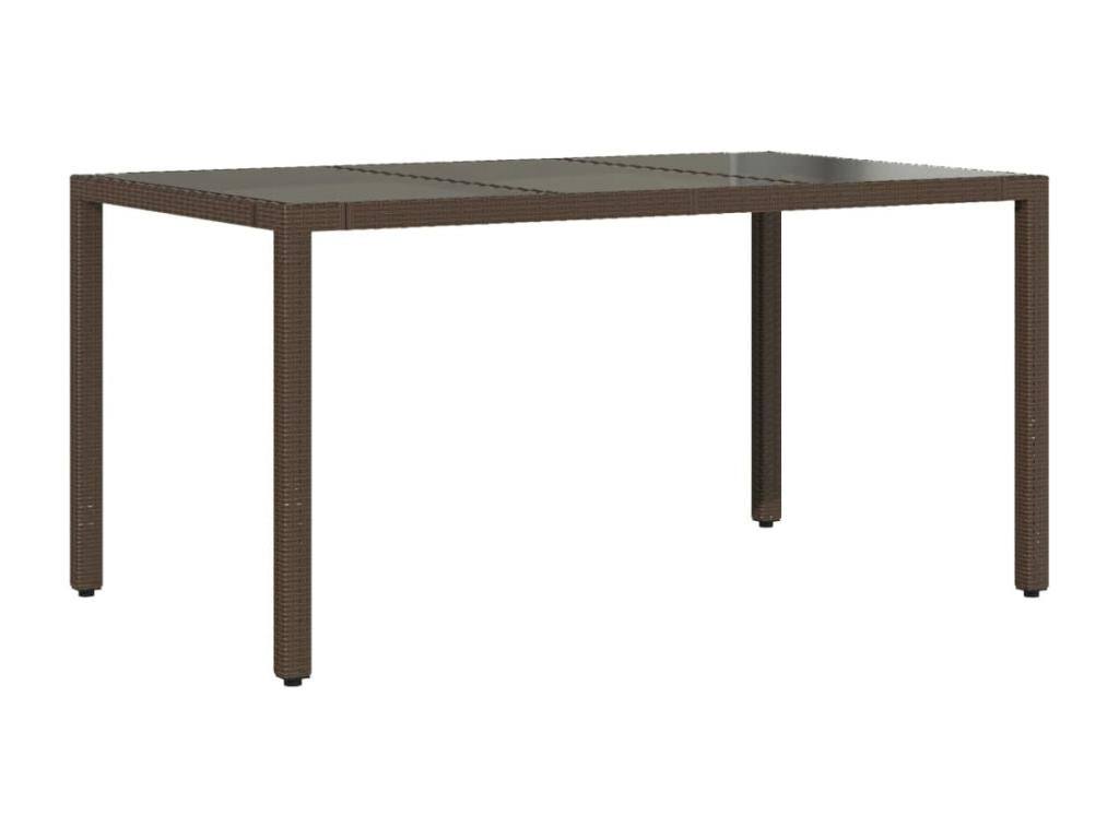 Garden table with brown glass top and woven resin top VMXT08621