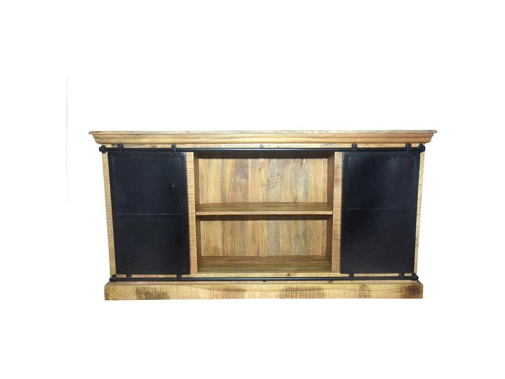 Delhi 2-Door Sliding Buffet with 6 Drawers, Mango Wood and Metal FXPQ72700