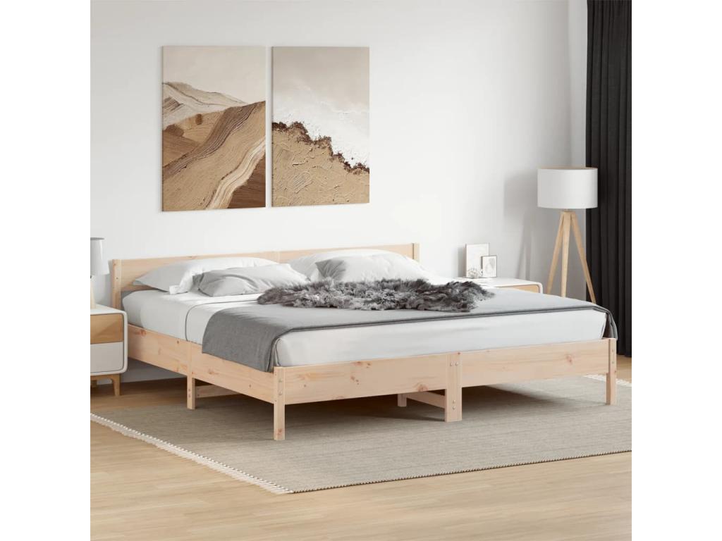 Bed frame with headboard 180x200 cm solid pine wood CYTO89829