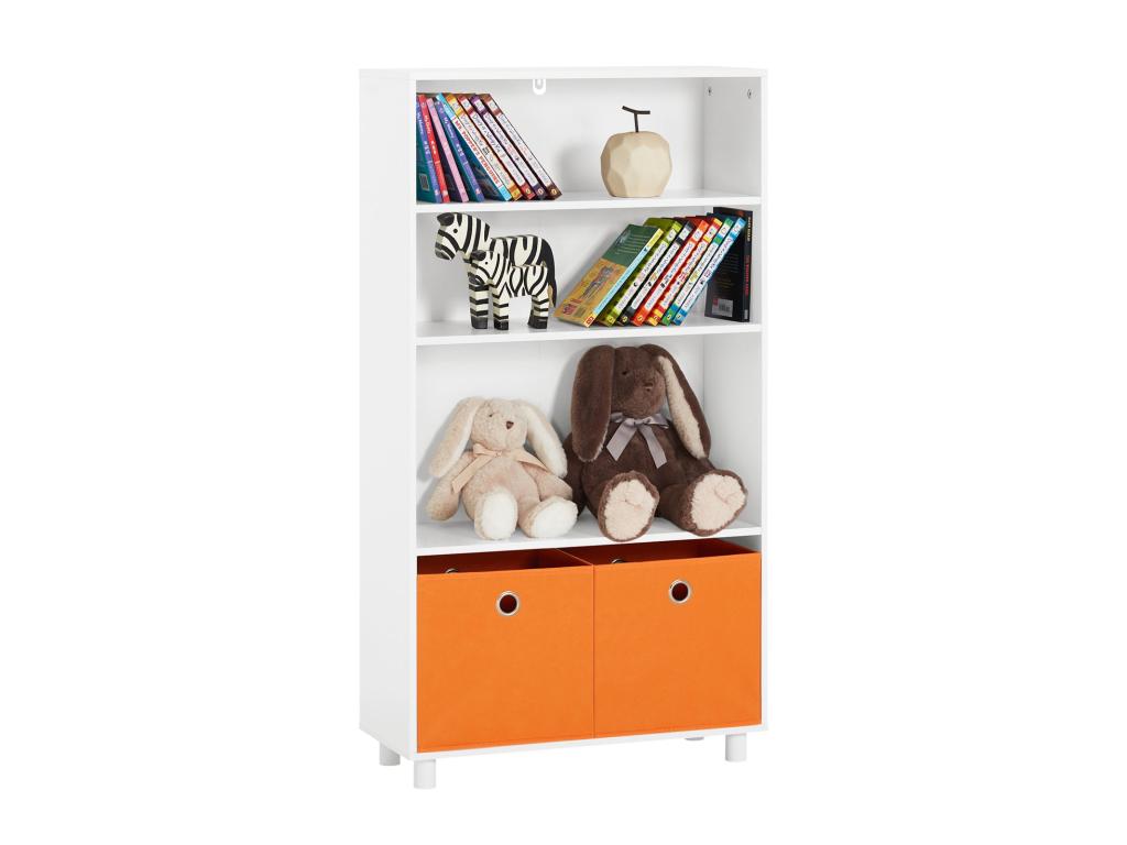 Children's Bookshelf, Children's Storage Unit with 3 Shelves and 2 Boxes KMB68-W AMVC53469