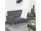 3-seater convertible sofa in Scandinavian design with 3-position reclining backrest, wooden legs, grey linen fabric QHUN76037