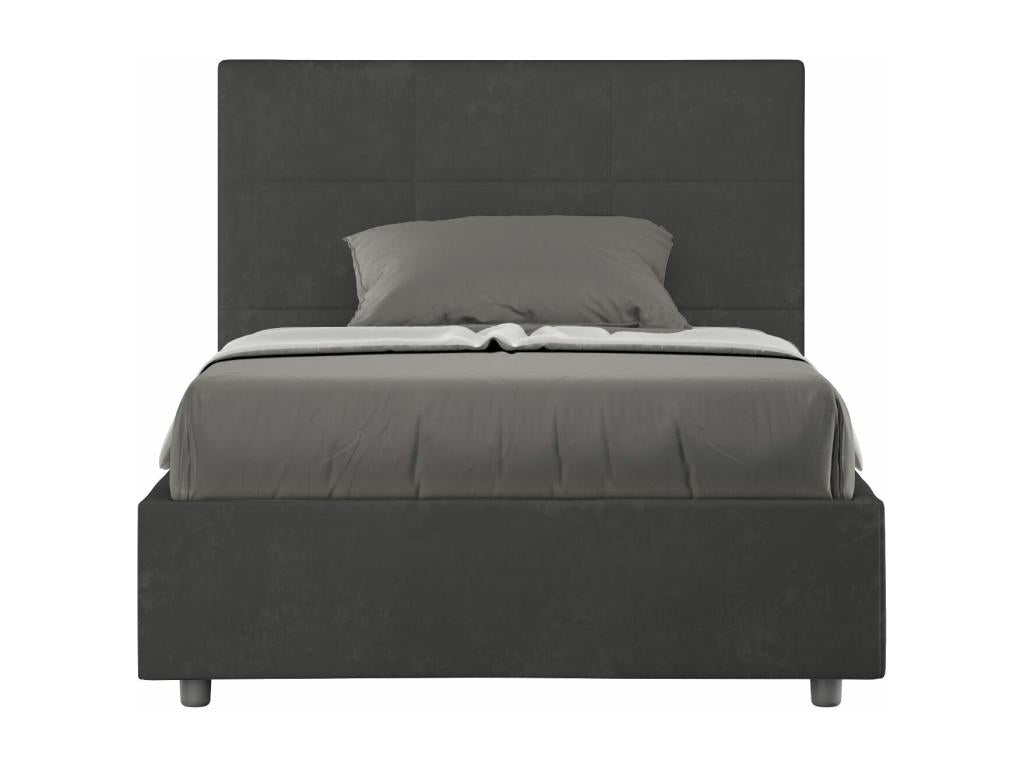 Lumenao LZHS87387 Single bed with 120x210cm grey microfiber upholstered slatted base