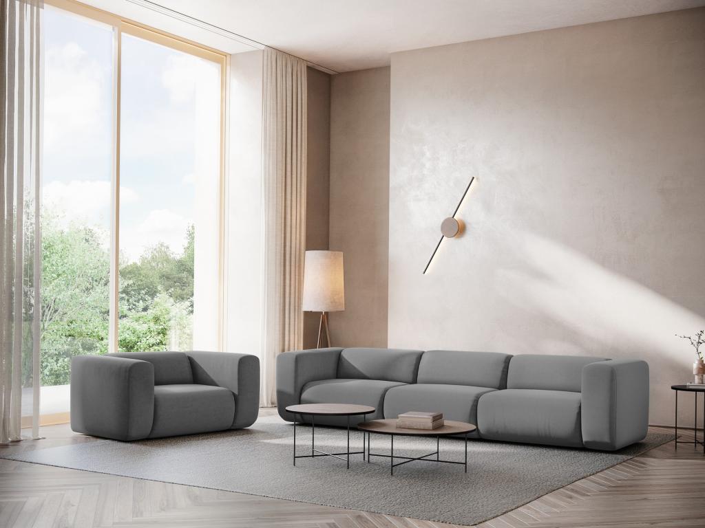 Module with left-hand armrests in velvet - grey - Lumenao WGHL66333