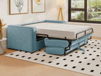 3-seater express convertible sofa in turquoise blue corduroy - Lumenao bed, 140 cm wide - 14 cm Lumenao mattress NLRQ51459