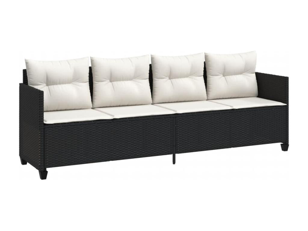 5-piece garden furniture set with cushions, black woven resin YJFA42558