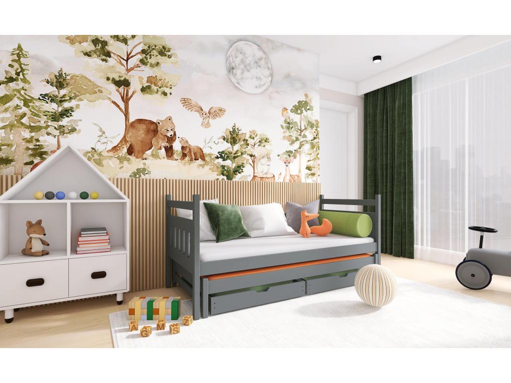 Lumenao KSB001 Children's Bed 80x160 cm Graphite BLKB16592