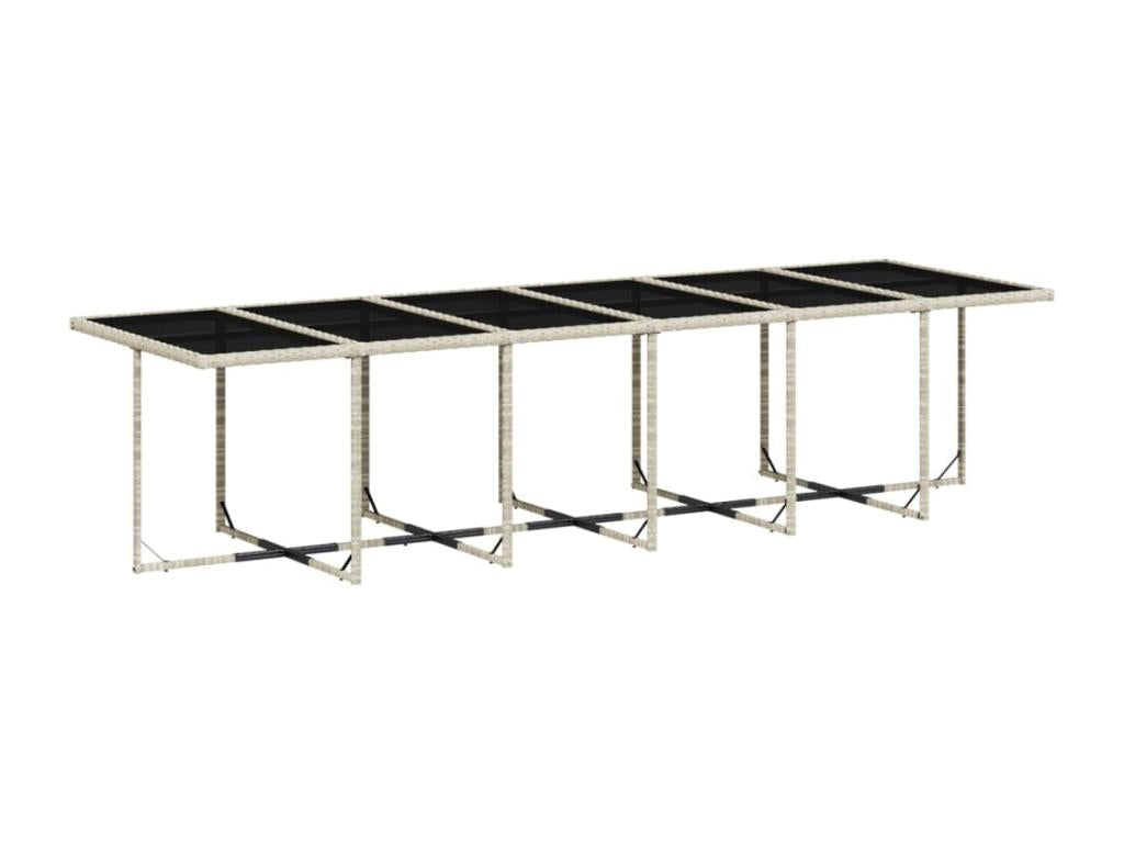 13-piece light grey rattan garden dining set and cushions TPXV09026