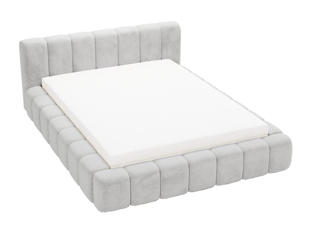 Lumenao Upholstered Bed with Storage 120x200 cm Double Bed Light Grey Velvet MKEO38724