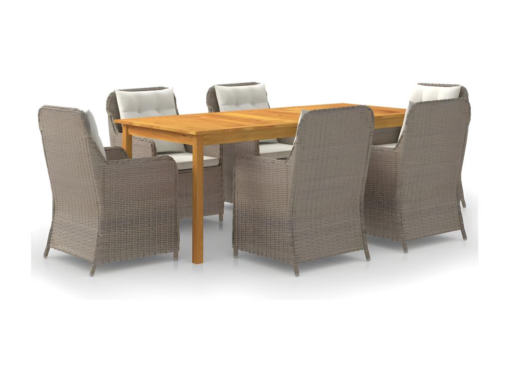 7-piece garden dining set, brown, 4 EIHG66597