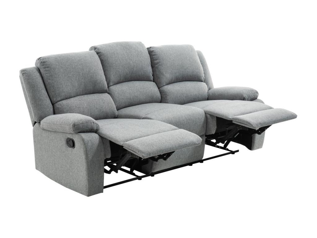 Lumenao 3-seater reclining sofa in fabric - Light grey - W193x93x96cm - Lumenao TEQM95101