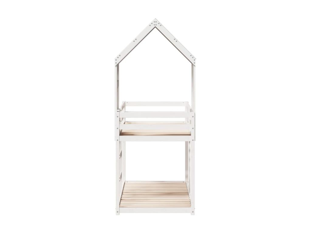 Bunk bed with white roof 80x200 cm solid pine wood CSFM66910