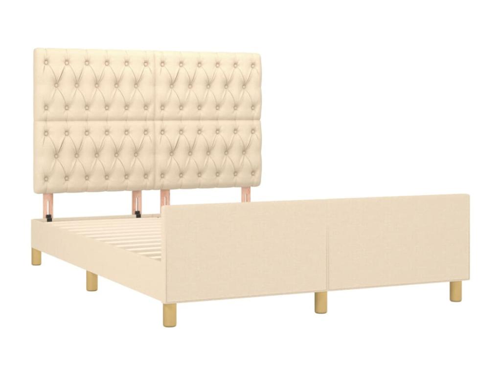 Bed frame without mattress, cream color, 140x200 cm, fabric YCXV15805