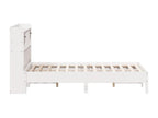 White bookcase bed without mattress, 150x200 cm, solid pine wood, IMNF20695