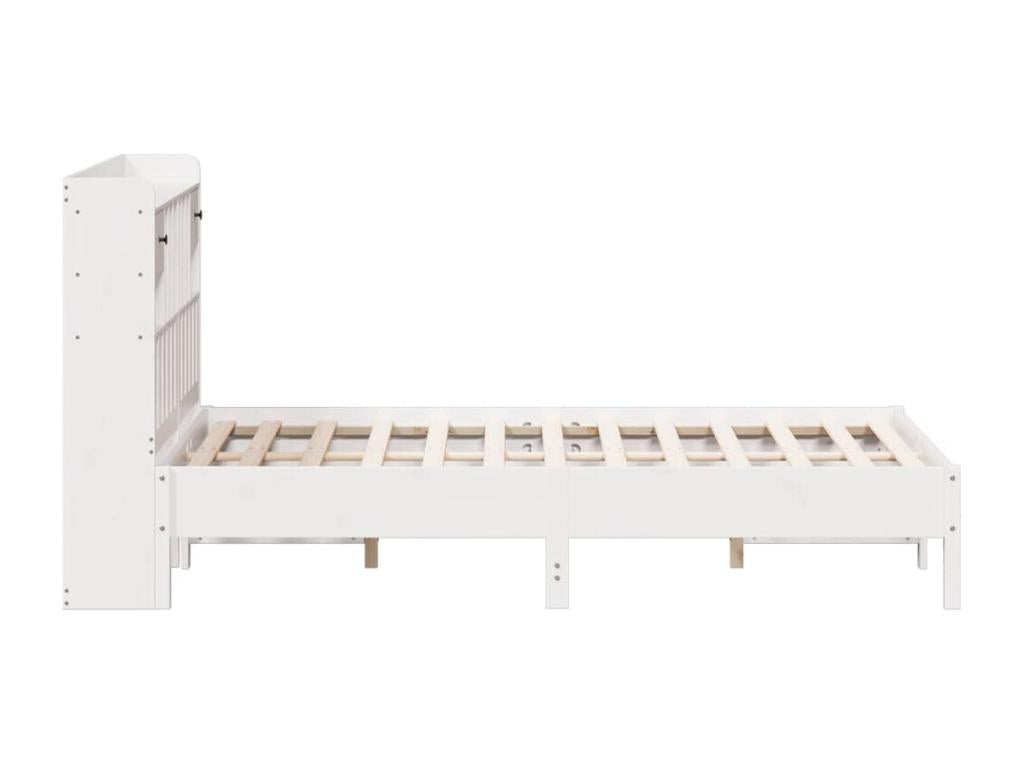White bookcase bed without mattress, 150x200 cm, solid pine wood, IMNF20695