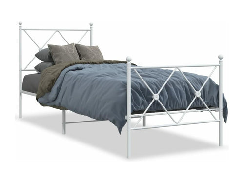 Metal bed frame without mattress with white footboard 75x190cm TETE10509