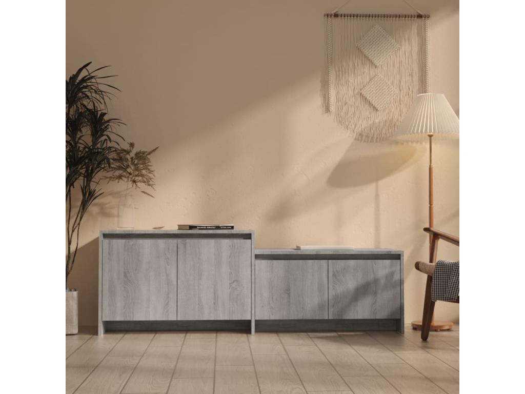 Lumenao TV stand, grey, 146.5x35x50 cm, engineered wood, RFZK33554