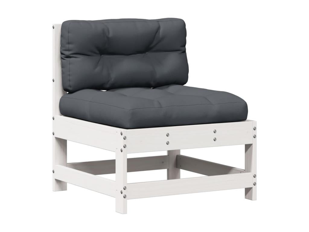 8-piece garden furniture set with cushions, white, solid pine wood UZRK77782