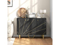 Designer sideboard - 3 doors, 2 shelves - dimensions: 107L x 35W x 75H cm - gold-tone metal with black marble effect EDKN45220