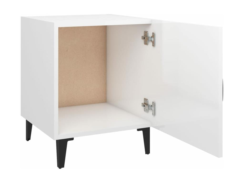 Bedside tables, 2 pcs, Glossy White, Engineered Wood, AEKF79952