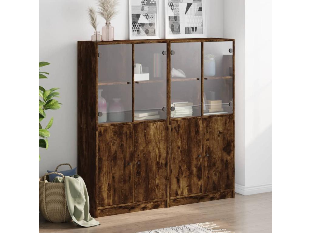 Bookcase with smoked oak doors, 136x37x142 cm, ULUG27753