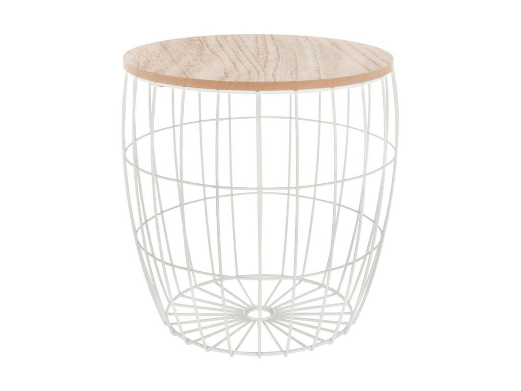 Set of 3 light wood and white metal coffee tables FDDU80040