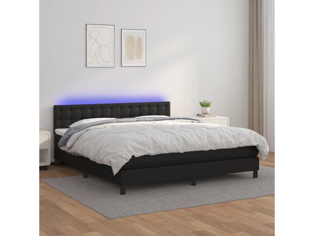 Lumenao bed base with mattress and LED, black, 180x200 cm, PPEL95587
