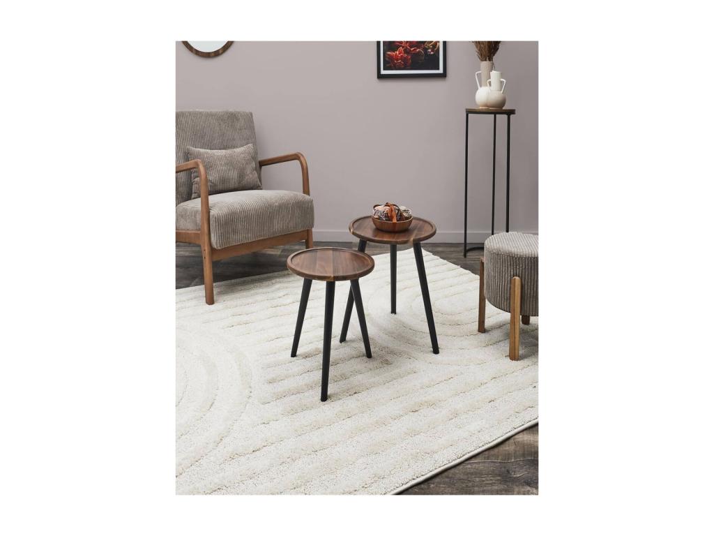 Lumenao - Set of 2 round nesting coffee tables in walnut-stained Lumenao KXBE45920