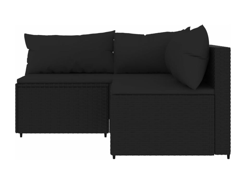 3-piece garden furniture set with cushions, black wicker resin QARH33704