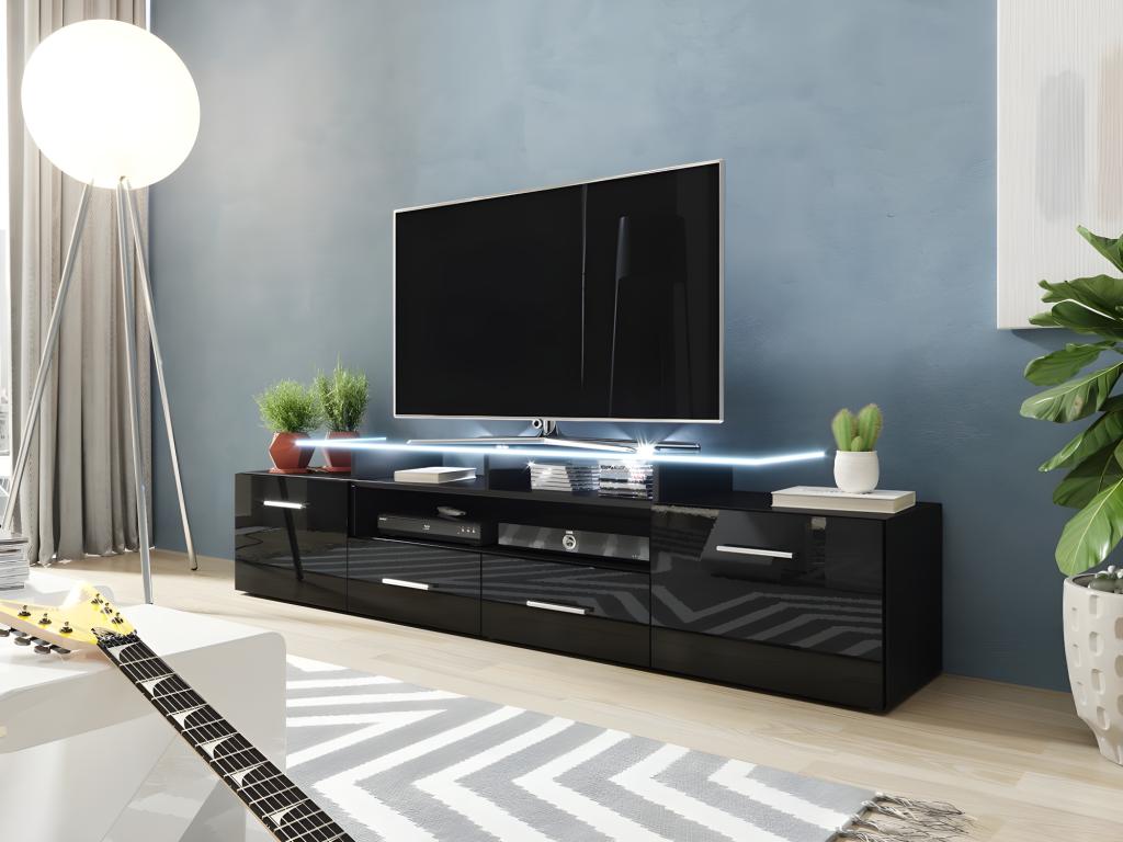 Lumenao 117 TV Stand, Glossy Black - Black. Number of doors: 2. Number of drawers: 2. NRDD01987