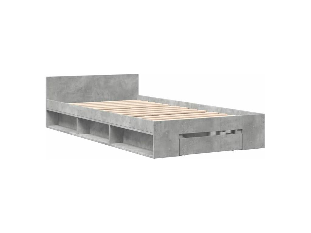 Bed frame and drawer, concrete grey, 90x190 cm, engineered wood, GECM48821