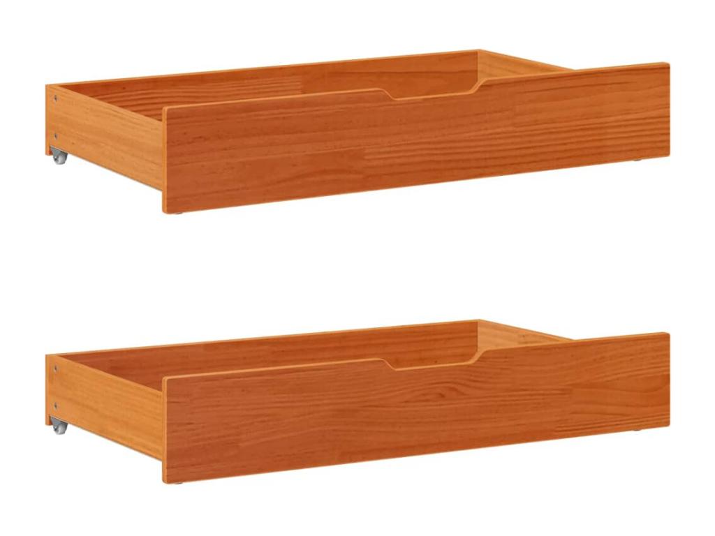 Bed frame with drawers, brown wax finish, 200x200cm, solid pine wood, HZJP02697