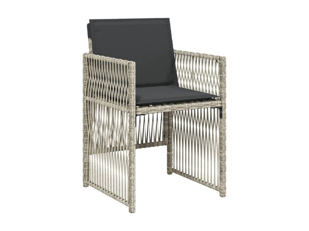 13-piece light grey rattan garden dining set and cushions TPXV09026