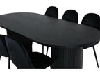 Lumenao set: black table and 6 Lumenao black velvet chairs. URFZ00895