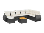 9-piece garden furniture set with cushions, black resin wicker GPVB55608