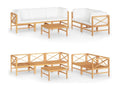 6-piece garden furniture set with cream cushions, solid teak wood, UCCP82473