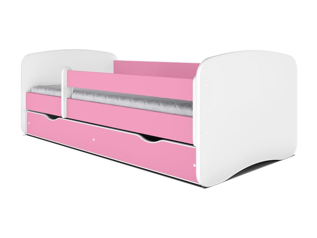 Lumenao pink children's bed with slatted base and removable safety rail - 80x160cm - Drawers - TNDT97066