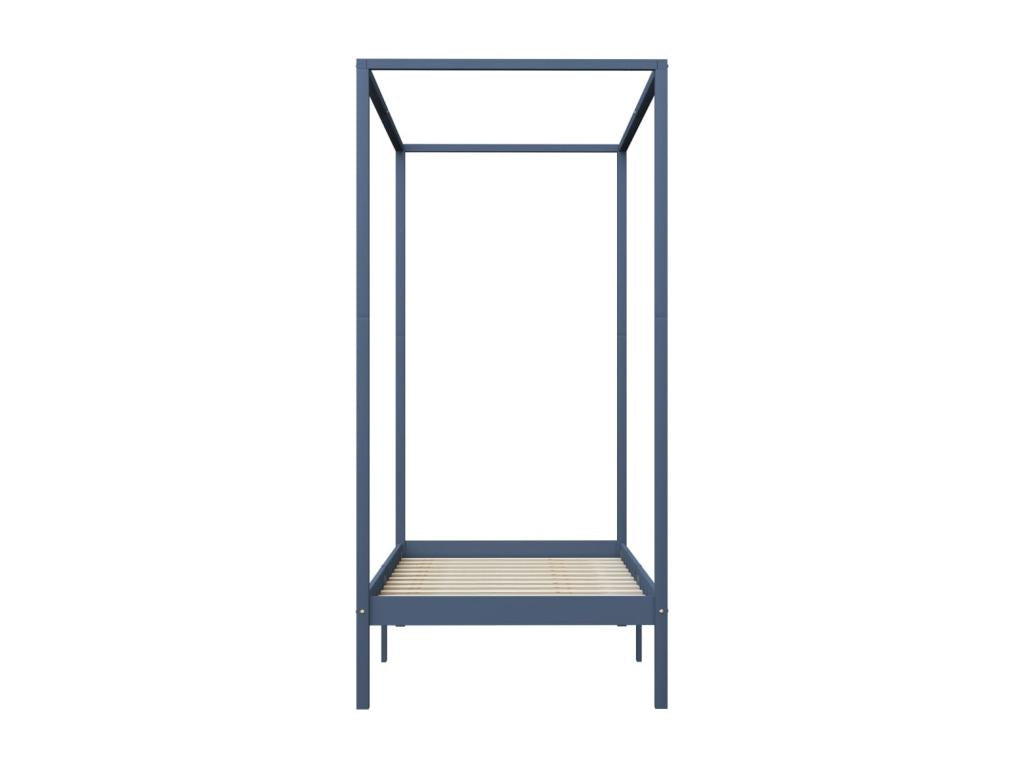 Grey Canopy Bed Frame Solid Pine Wood 100x200 cm SJVD19988